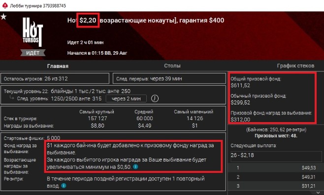 Турнирное лобби баунти турнира на PokerStars