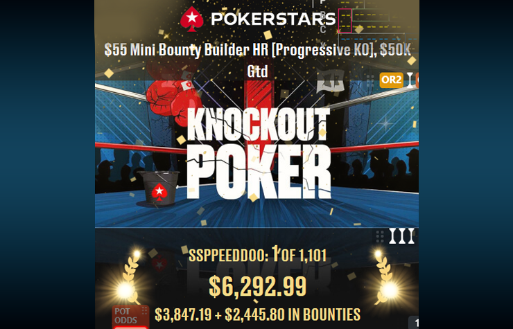 Студент Виталий ssppeeddoo выиграл $6,3k, заняв первое место турнире на PokerStars.