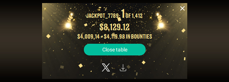 Преподаватель и студент Иван Jackpot_7789 завершил турнир на PokerStars победой и выигрышем $8,1k.